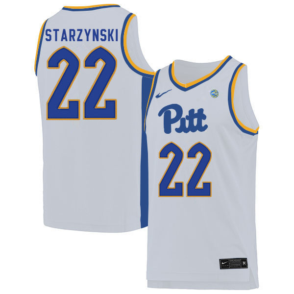 Men #22 Anthony Starzynski Pitt Panthers College Basketball Jerseys Sale-White